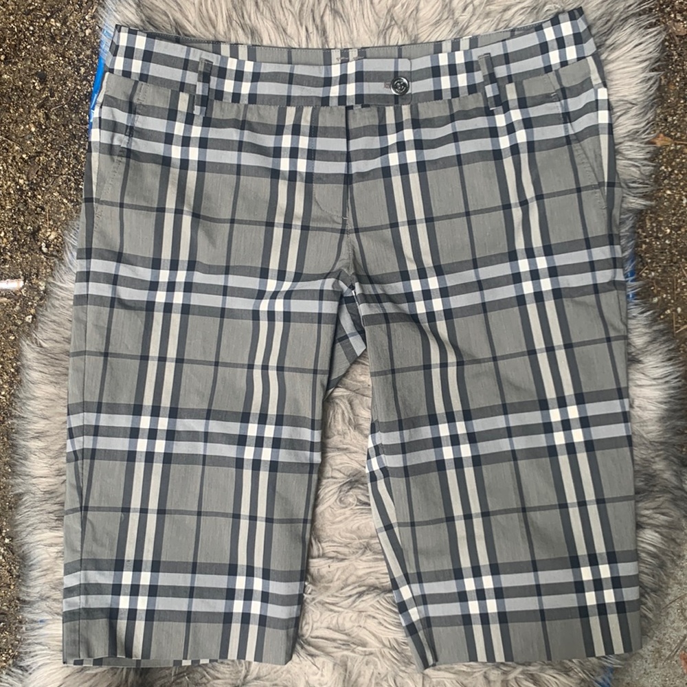 Burberry Gray Plaid Women Shorts